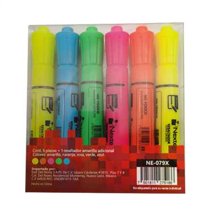 Marcador Nextep Resaltador Juego de 5 Colores Punta Cincel 4mm