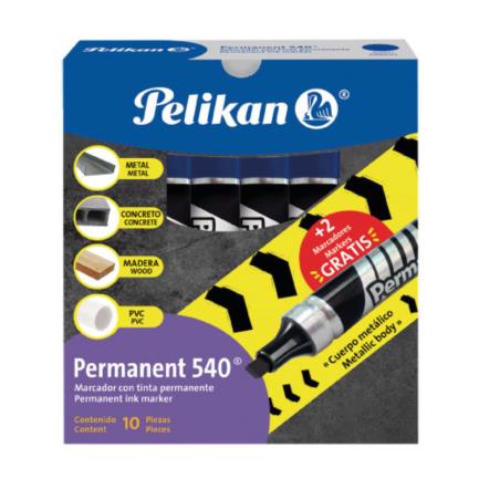 Marcador Pelikan Permanente 540 Color Azul C/10 Pzas
