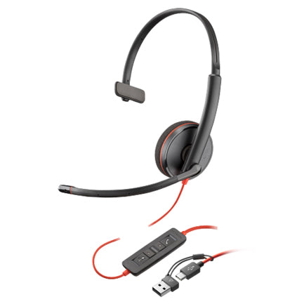 Auriculares Poly Blackwire 3210 USB-C HS + USB-C/A