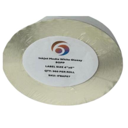 Papel Six Graphics Bopp Blanco Brillante Adhesivo Acrilico Respaldo 4 x 6" Core 3 960 Etiquetas