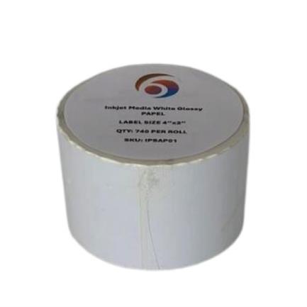 Papel Six Graphics Blanco Brillante Adhesivo Acrilico Respaldo 4x2" Core 1 740 Etiquetas por Rollo