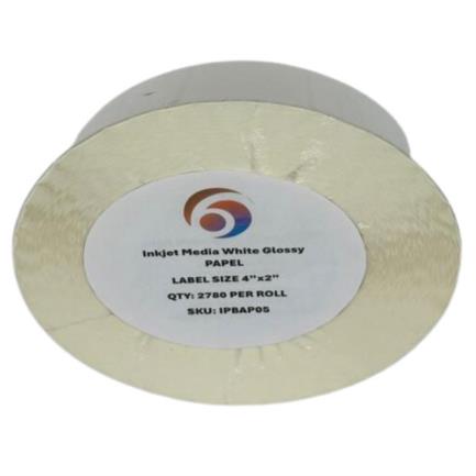 Papel Six Graphics Blanco Brillante Adhesivo Acrilico Respaldo 4x2" Core 3 2780 Etiquetas por Rollo