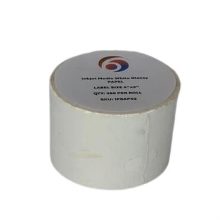 Papel Six Graphics Blanco Brillante Adhesivo Acrilico Respaldo 4x4" Core 1 380 Etiquetas por Rollo