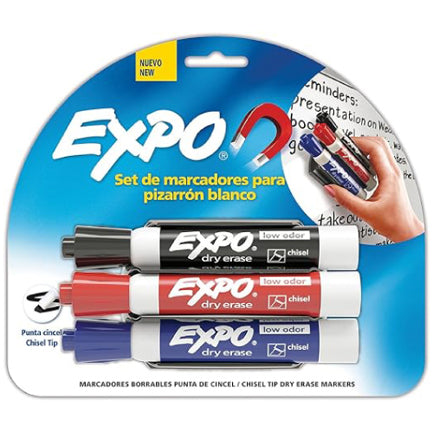Marcador para Pizarrón Expo Colores Surtidos con 3 Piezas + Borrador Magnetico