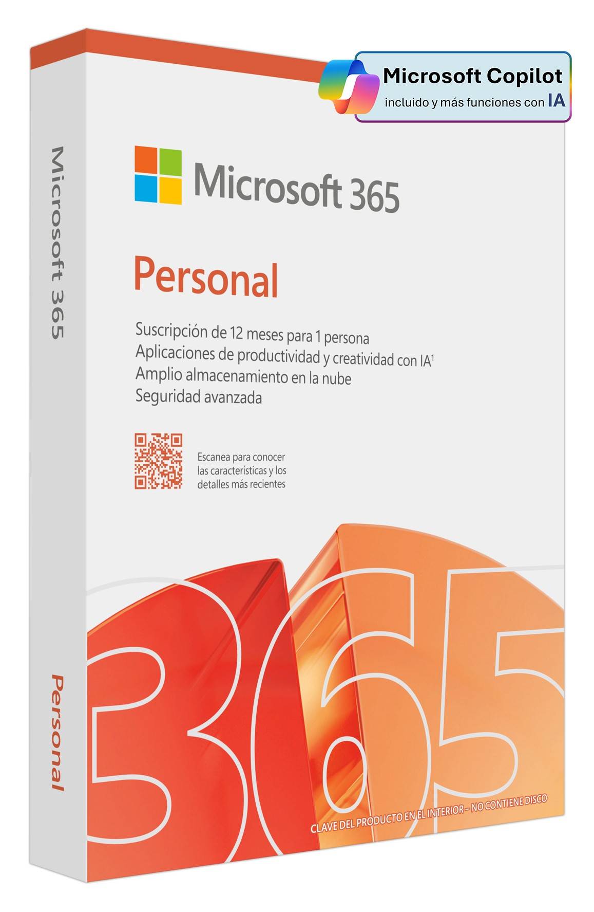 Microsoft 365 Personal (Formato Caja) - Suscripción Anual, multidispositivos, aplciaciones premium (Word, Excel, Power Point, One note, Outlook, 1Tb One drive) Copilot, Actulizaciones automaticas, - Windows / Mac / Android - Formato Caja