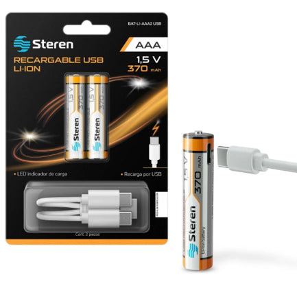 BATERIAS RECARGABLES STEREN USB LI-ION AAA 40 2 PZAS