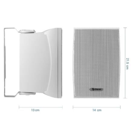 Juego de Bafles Steren de 2 Vías 600W PMPO Tipo Satelital Uso Interno/Externo/Intemperie Color Blanco