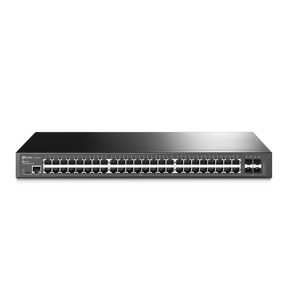 Omada SG3452P 48 Puertos Gestionable Conmutador Ethernet - Gigabit Ethernet - 10/100/1000Base-T, 1000Base-X - 2 Capa compatible - 4 Ranuras SFP - 34.86W Consumo Energético - Par trenzado, Fibra Óptica - Montable en bastidor
