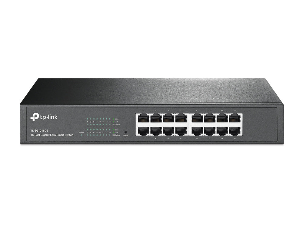 TP-Link TL-SG1016DE 16 Puertos Gestionable Conmutador Ethernet - Gigabit Ethernet - 10/100/1000Base-T - 2 Capa compatible - Par trenzado - 1U - De Escritorio, Montable en bastidor