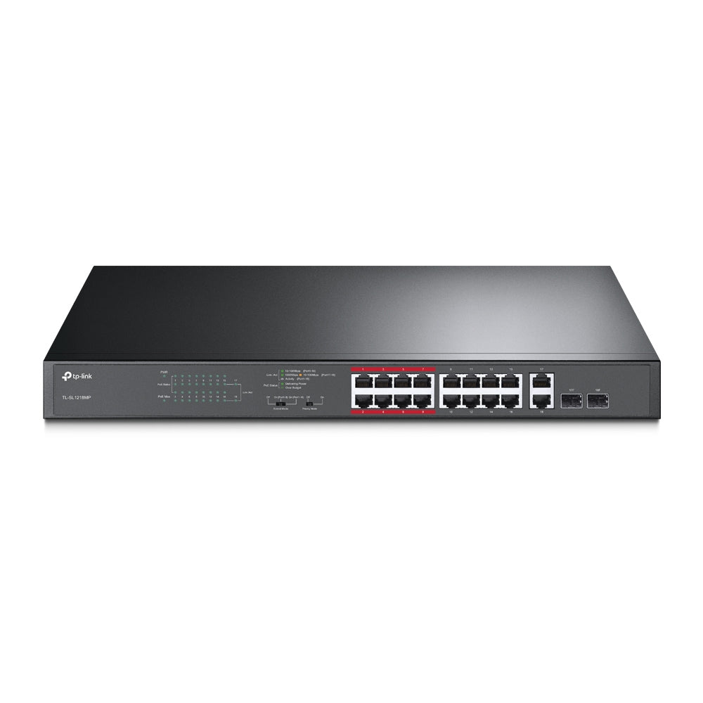 TP-Link switch de montaje en bastidor Gigabit de 18 puertos con 16 puertos PoE +