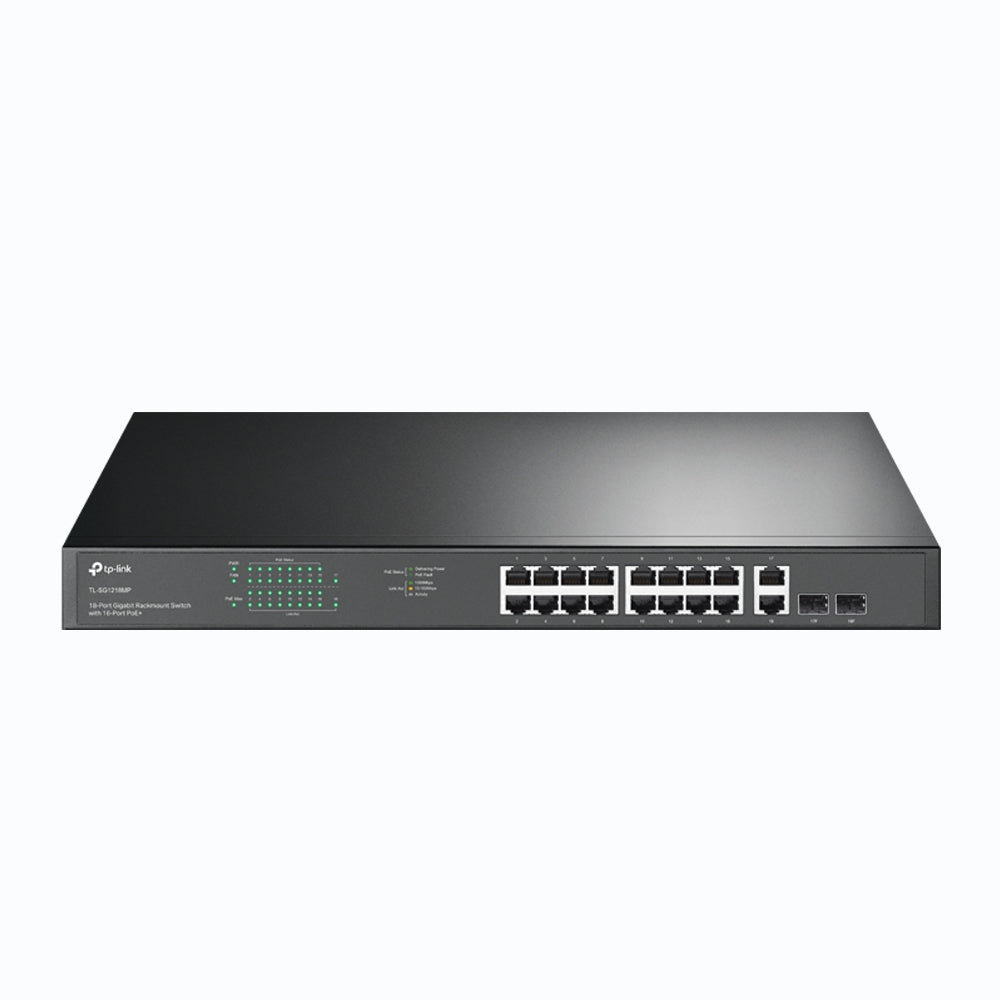 TP-Link switch de montaje en bastidor Gigabit de 18 puertos con 16 puertos PoE +