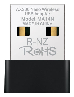 Mercusys MA14N IEEE 802.11ax Banda individual Adaptador RF para Computadora de escritorio - USB 2.0 - 287Mbit/s - 2.40GHz ISM