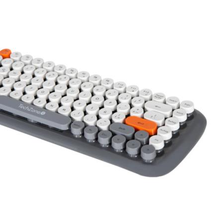 Kit Teclado y Mouse TechZone Inalámbrico Ergonómico Retro Plug-Play 85 Teclas Win/Mac Mouse Óptico USB 3 Botones 1200dpi