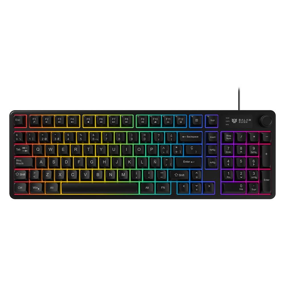 Teclado Gamer Alambrico Balrak Pro KG490 / Membrana 96% / 98 Teclas + Perilla / USB-C / Retroiluminacion / Anti-ghosting / Azender Series / Negro