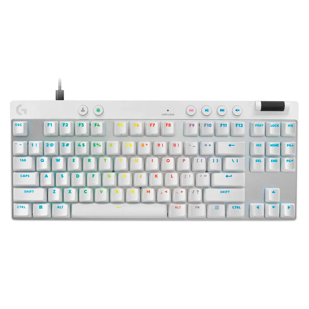 Logitech G PRO X TKL Teclado gaming - Sin teclado numérico - Cable Conectividad - USB Tipo C Interfaz - RGB LED - Blanco - Magnética Llave de contacto - Control de medios Tecla(s) de acceso rápido - Windows 10 - PC