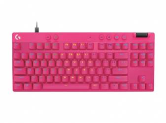 Logitech G PRO X TKL Teclado gaming - Sin teclado numérico - Cable Conectividad - USB Tipo C Interfaz - RGB LED - Magenta - Magnética Llave de contacto - Control de medios Tecla(s) de acceso rápido - Windows 10 - PC
