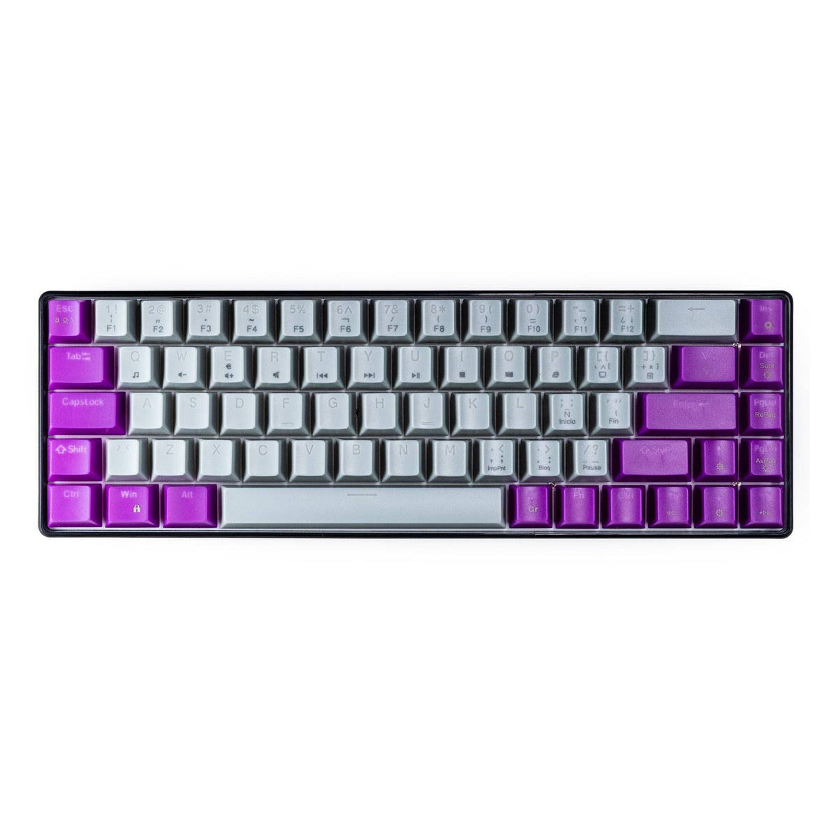 Naceb NA-0963 Teclado gaming - Compacto - Cable Conectividad - USB 2.0 Tipo C Interfaz - RGB LED - Gris - 69 Tecla(s) - Windows Vista, Windows 7, Windows 8, Windows 10, Windows 11 - Computador - PC