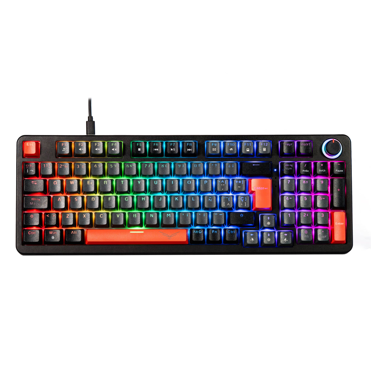 Naceb NA-0972 Teclado gaming - Compacto - Cable Conectividad - USB Interfaz - RGB LED - Gris - Windows, Mac OS - PC, Mac - Plástico ABS, Cloruro de Polivinilo (PVC)