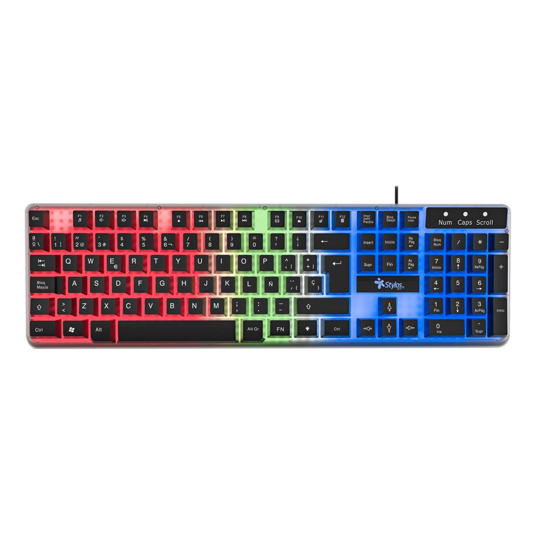 Stylos Teclado - Cable Conectividad - USB Interfaz - LED - Español - Membrana Llave de contacto - 105 Tecla(s) - Multimedia Tecla(s) de acceso rápido - Windows - Portátil, Computador - PC