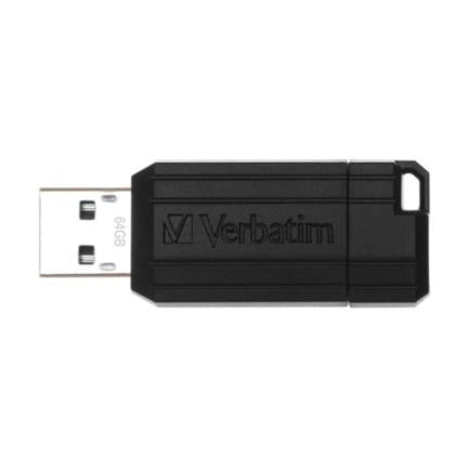 Memoria USB VERBATIM Flash 2.0 PinStripe 64GB - Negro
