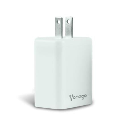 Cargador Vorago Quick Charge AU-350 para Pared 3.0A PD 20W USB A-C Color Blanco