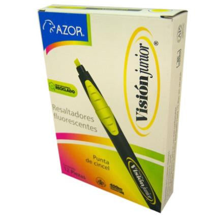 Marcador Resaltador Visión Junior Color Amarillo Fluorescente C/12 Pzas