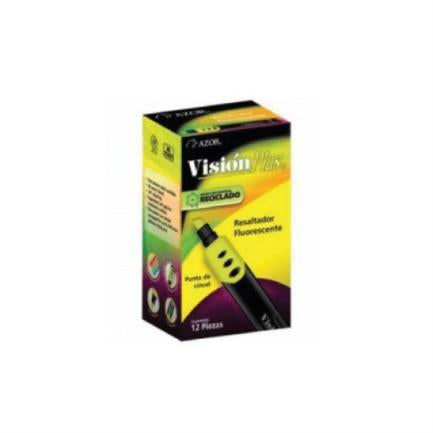 Marcador Resaltador Visión Plus Color Amarillo Fluorescente C/12 Pzas
