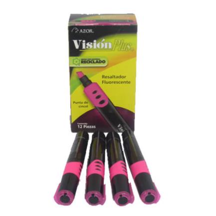 Marcador Resaltador Visión Plus Color Rosa Fluorescente C/12 Pzas
