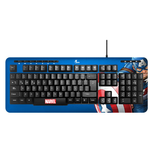 Teclado XTech Full Size Capitan America Marvel XTech XTK-M401CA - Teclas multimedia - Español - Conexion USB