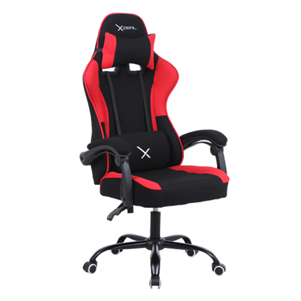 Silla Gamer Xzeal XZ20 Tela Foam Reclinable 140° Base Metal Piston Clase 3 115Kgs Brazos Fijos Negro-Rojo