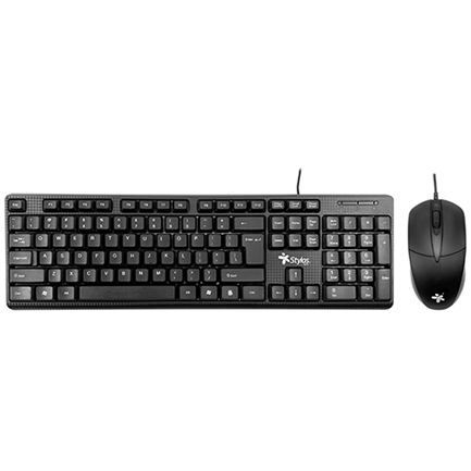 Kit Teclado y Mouse Stylos Tech Alámbrico 105 Teclas Conexión USB Color Negro