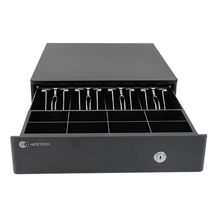 Cajon De Dinero Hostech HT-300 4 Billetes 8 Monedas Cable RJ11 Metalico con microswitch Negro