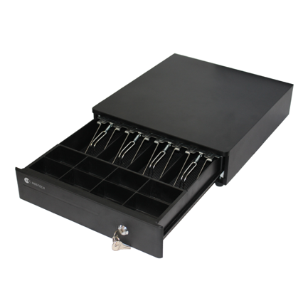 Cajon De Dinero Hostech HT-300 4 Billetes 8 Monedas Cable RJ11 Metalico con microswitch Negro