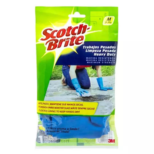 Guantes de latex azules afelpados Scotch -brite 3M tamaño mediano