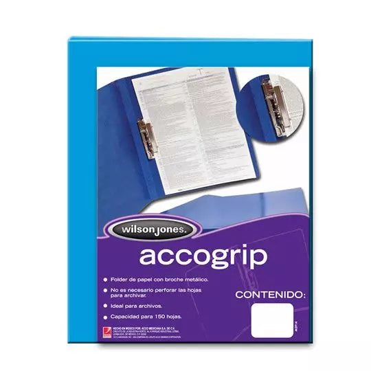 Folder accogrip carta ACCO color azul cl aro con palanca