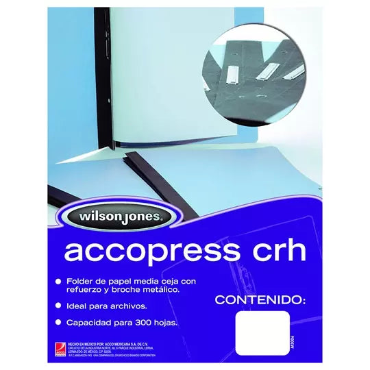 Carpeta pressboard Accopress ACCO carta color azul claro con broche de 8 cm