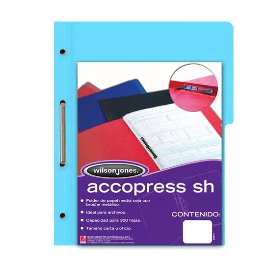 Carpeta pressboard Accopress sh ACCO ofi cio color azul claro con broche de 8 cm