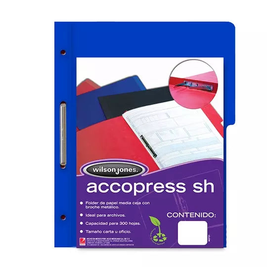 Carpeta pressboard Accopress sh ACCO ofi cio color azul obscuro c/broche de 8 cm