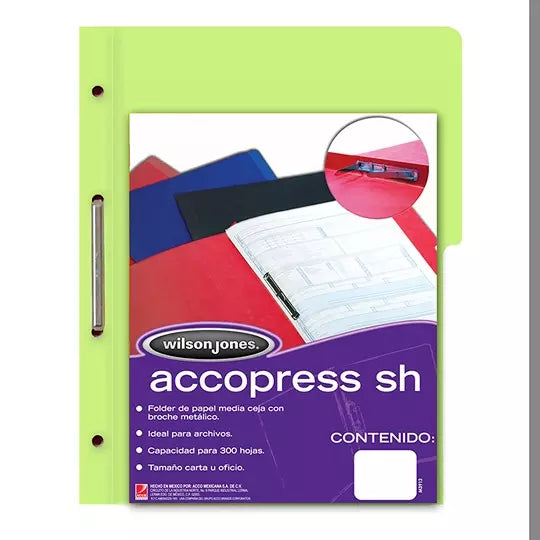 Carpeta pressboard Accopress sh ACCO ofi cio color verde claro con broche de 8 cm