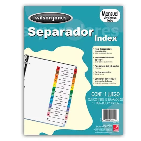 Separador mensual ACCO tamaño carta. .