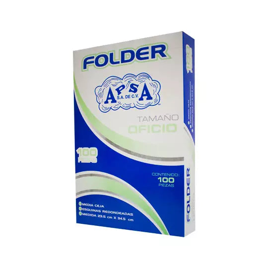Folder crema APSA tamaño oficio , paque te con 100 piezas