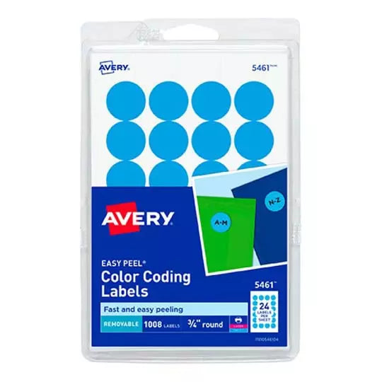 Etiqueta redonda removible azul claro AV ERY tecnología laser/inkjet