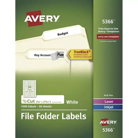 Etiqueta tecnología laser/inkjet AVERY c olor blanco