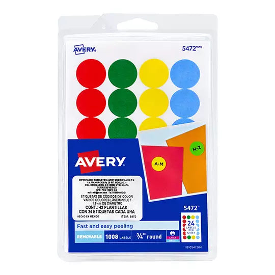 Etiqueta redonda removible AVERY tecnolo gía laser/inkjet