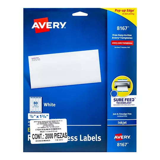 Etiqueta tecnología inkjet AVERY color b lanco