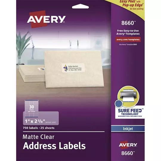 Etiqueta tecnología inkjet AVERY traslúc ida