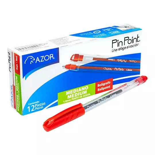 Bolígrafo mediano Pin Point 1.0 mm color rojo caja con 12 pzas
