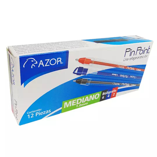 Bolígrafo mediano Pin Point 1.0 mm color es surtidos caja con 12 pzas