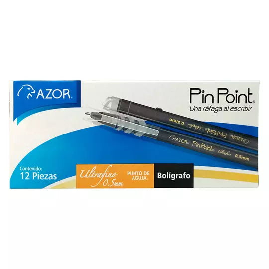 Bolígrafo ultra fino Pin Point 0.5 mm co lor negro caja con 12 pzas
