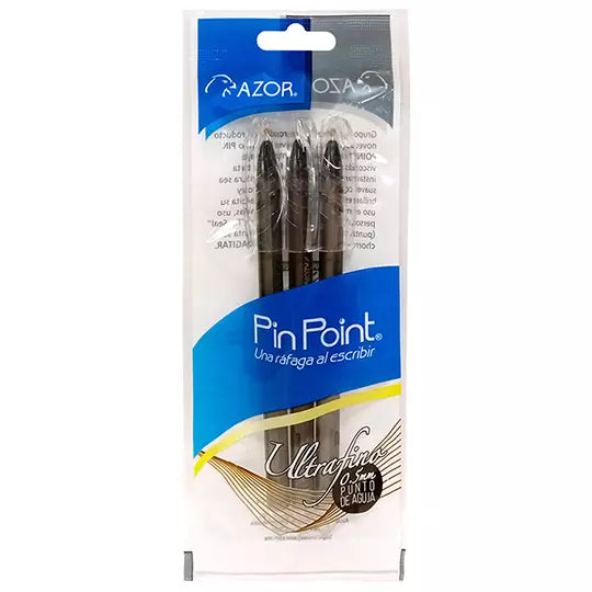 Bolígrafo ultra fino Pin Point 0.5 mm co lor negro bolsa con 3 piezas